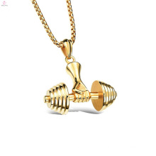 Mens Round Box Chain Barbell Weight Sport Fitness Dumbbell Pendant Necklace